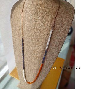 Leather chain with agate stone & pyrite necklace